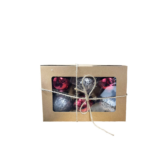 Assorted Ornament Bulb (6 pack) | Red & Grey