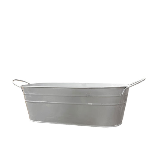 White Metal Oval Bucket