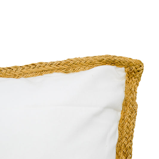 Walker White Cushion with Jute Trim