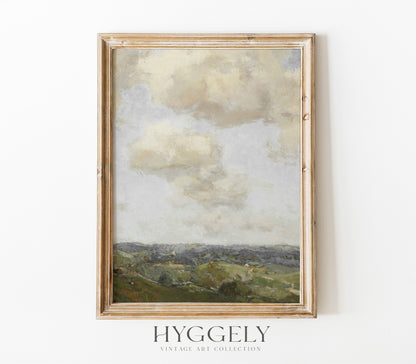 Vintage Landscape Sky and Land Painting L0204