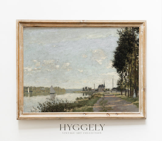 Vintage Coastal Riverside Landscape Art Print L0141