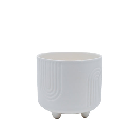 Kirby Embossed Ceramic Pot - White