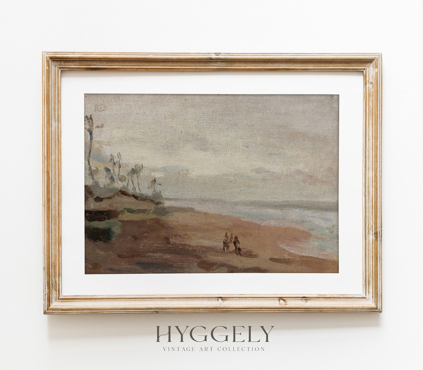 Antique Overcast Beach Landscape Art Print L0163