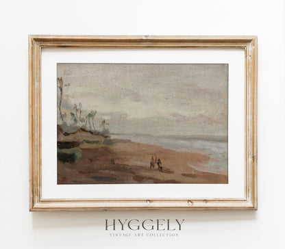 Antique Overcast Beach Landscape Art Print L0163