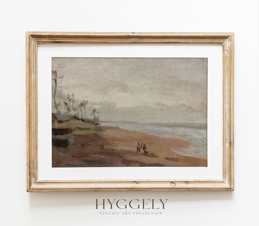 Antique Overcast Beach Landscape Art Print L0163