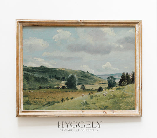 Vintage Green Field Landscape Art Print L0159