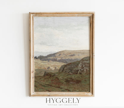 Vintage Landscape Overcast Painting L0223C