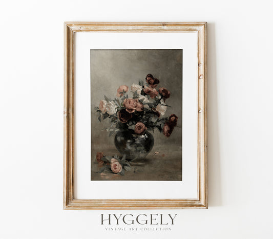 Vintage Moody Flower in Vase Art Print S0207