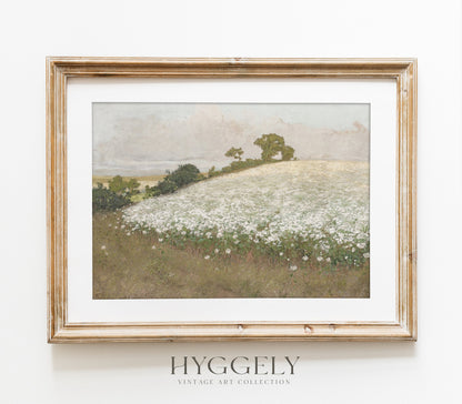 Vintage Floral Fields Landscape Art Print L0215