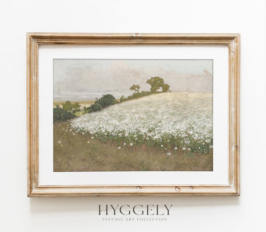 Vintage Floral Fields Landscape Art Print L0215