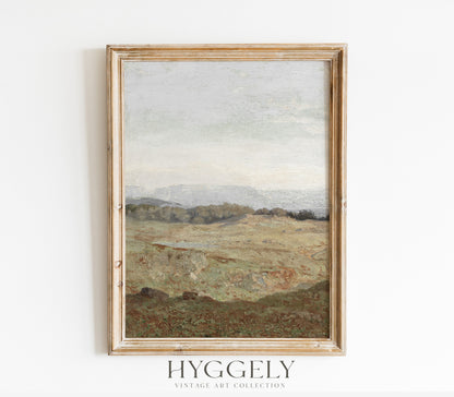 Vintage Landscape Overcast Painting L0223A