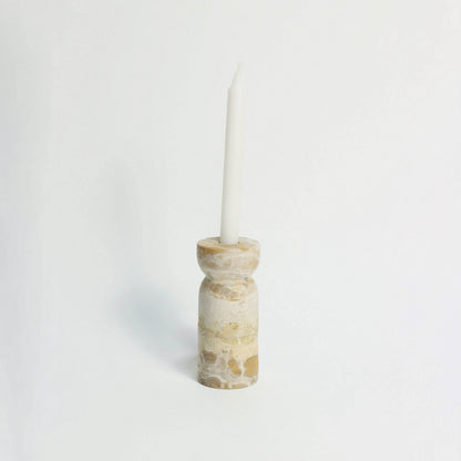 Leopard Stone Pillar Candle Holder