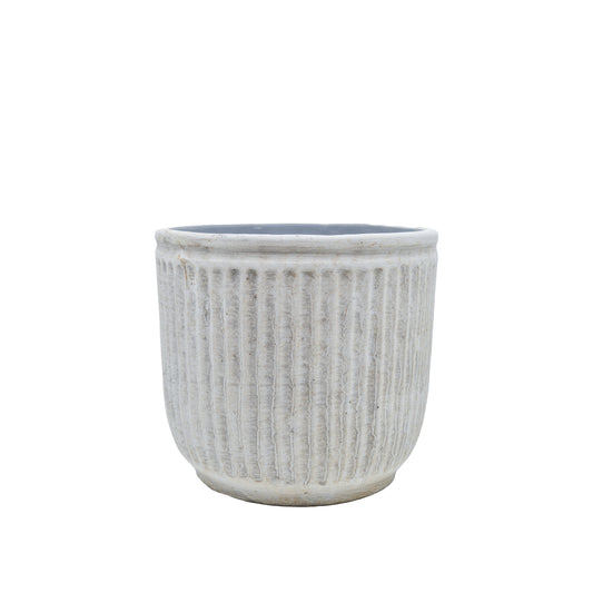 Raine Stripe Embossed Cement Pot - Large