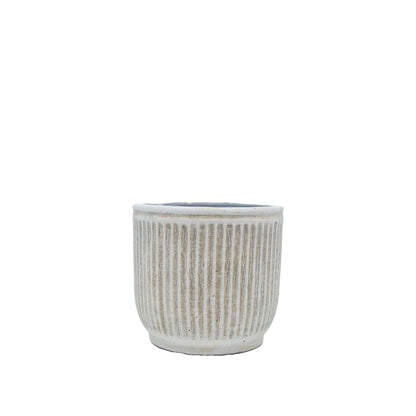Raine Stripe Embossed Cement Pot - Small