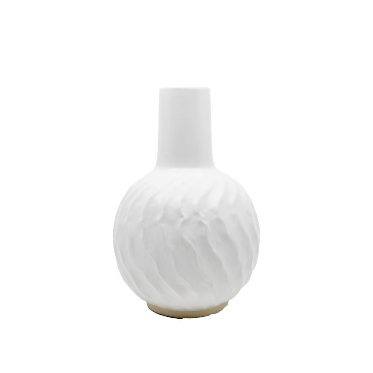 Apollo White Wave Textured Vase - Medium
