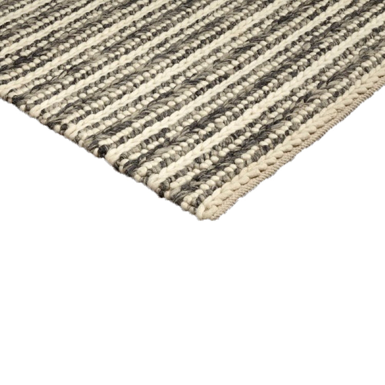 Aspen Hand Knotted Wool Grey Ivory Stripe Rug