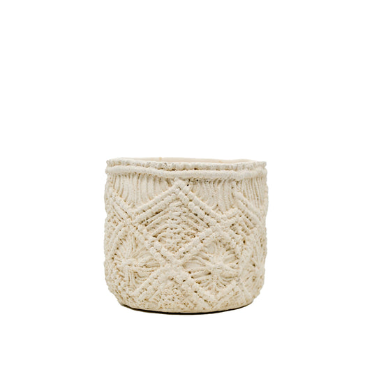 August Embossed White Pot