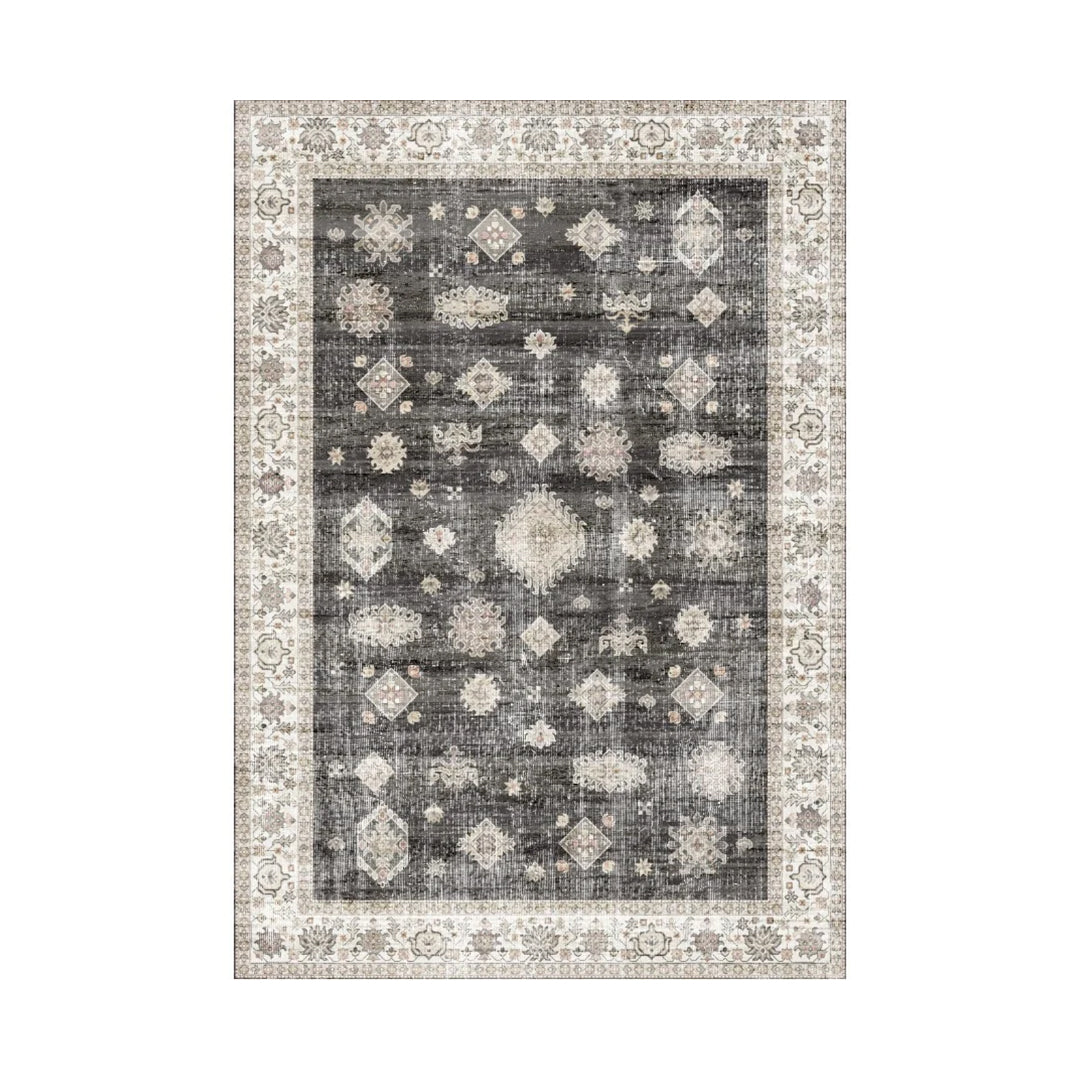 Aura Washable Spill Proof Charcoal Beige Multi Rug
