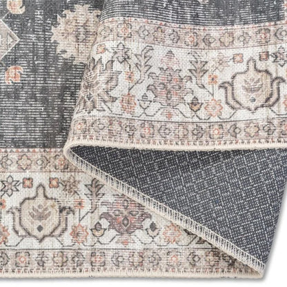 Aura Washable Spill Proof Charcoal Beige Multi Rug