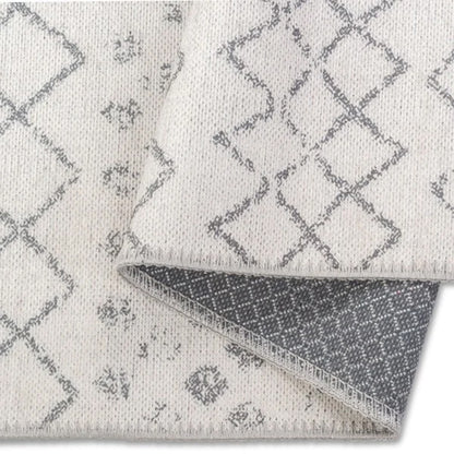 Aura Washable Spill Proof Grey White Area Rug