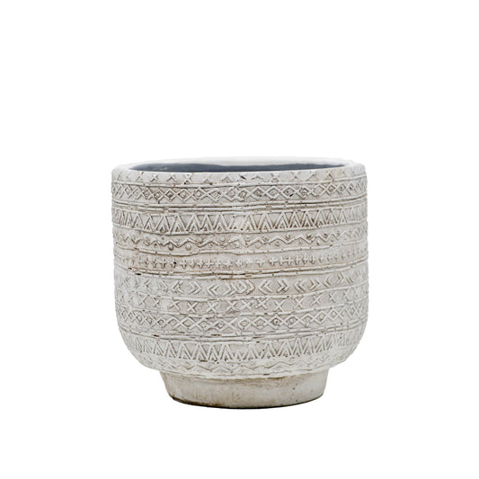 Blair Aztec Embossed Cement Pot - Large