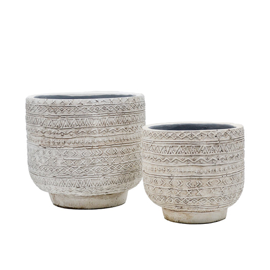 Blair Aztec Embossed Cement Pot - Small