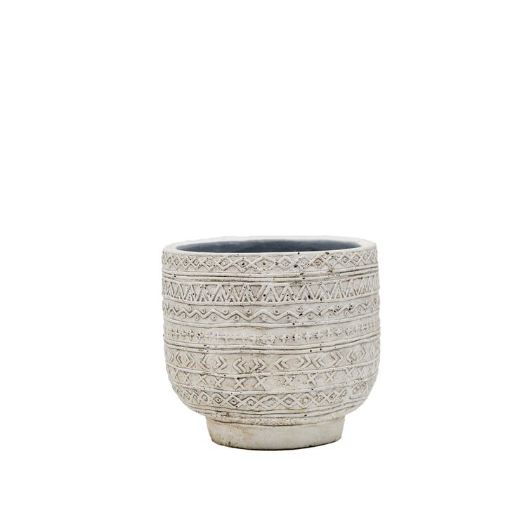 Blair Aztec Embossed Cement Pot - Small