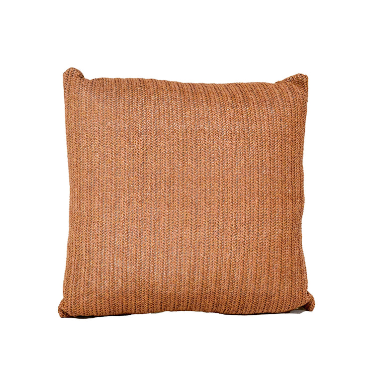 Renee Natural Woven Motif Cushion - Rust