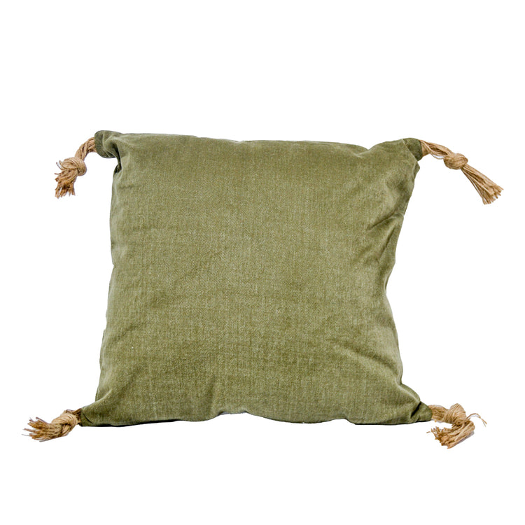 Westyn Olive Green Cushion with Tassels