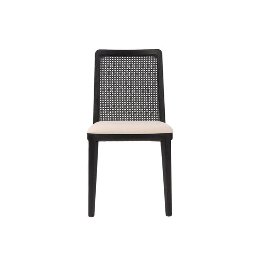 Cane Dining Chair - Oyster Linen/Black Legs (set of 2)