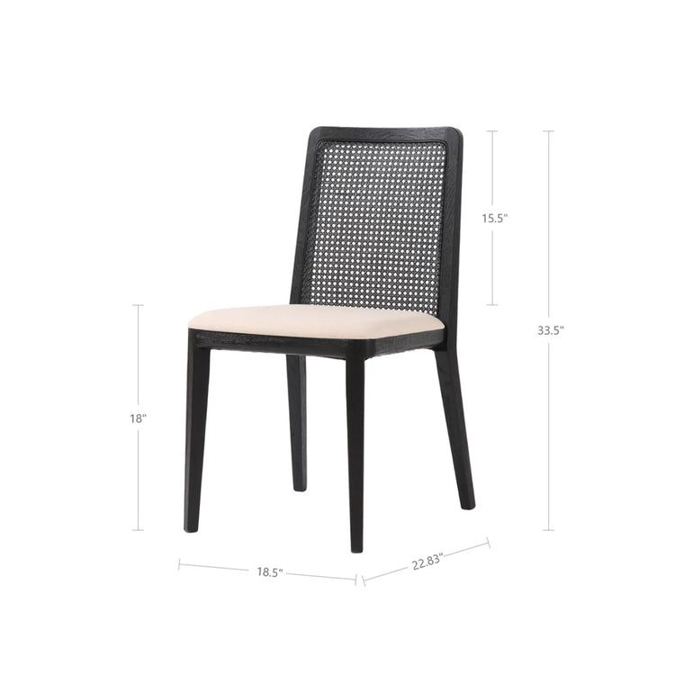 Cane Dining Chair - Oyster Linen/Black Legs (set of 2)