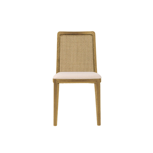 Cane Dining Chair - Oyster Linen/Natural Legs (Set of 2)
