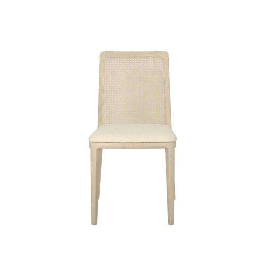 Cane Dining Chair - Scandi Boucle White/White Wash Legs