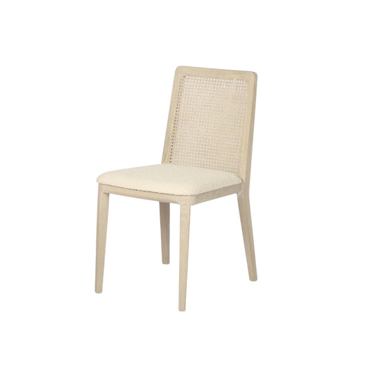 Cane Dining Chair - Scandi Boucle White/White Wash Legs