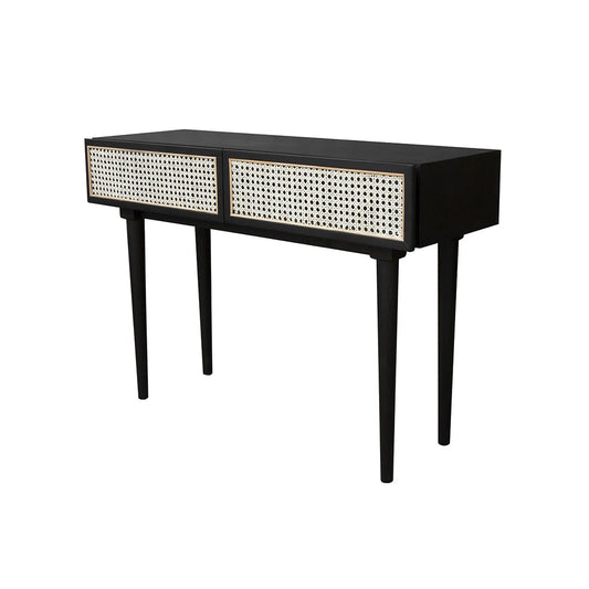 Cane Console Table - Black