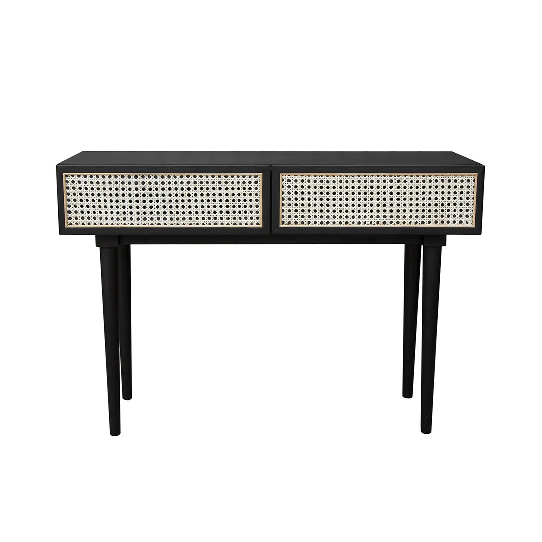 Cane Console Table - Black