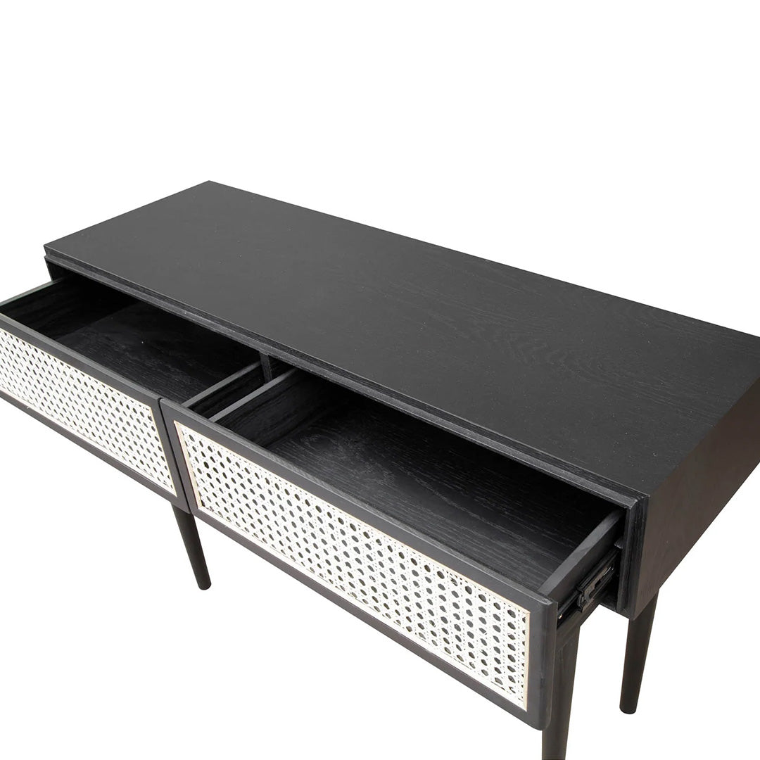 Cane Console Table - Black