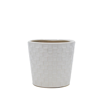 Cleo White Embossed Pot