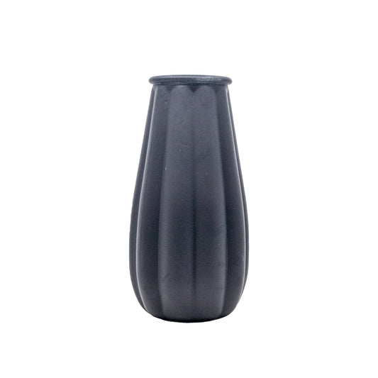 Spencer Ridged Black Glass Vase