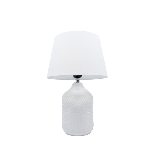 Shae White Aztec Motif Ceramic Lamp