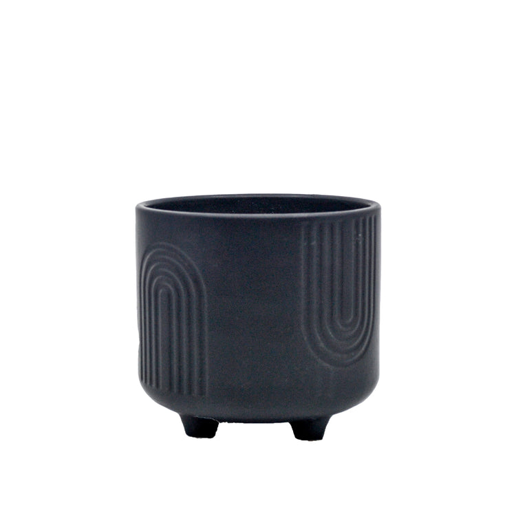 Kirby Embossed Ceramic Pot - Black