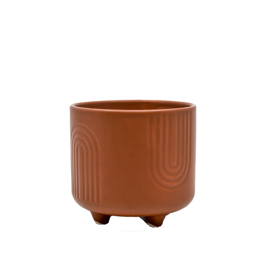 Kirby Embossed Ceramic Pot - Rust