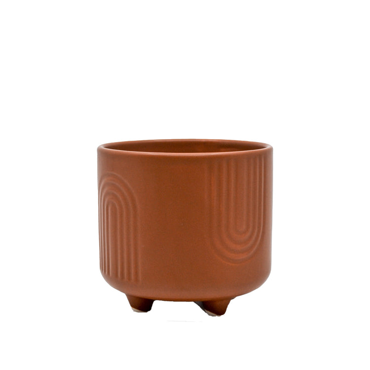 Kirby Embossed Ceramic Pot - Rust