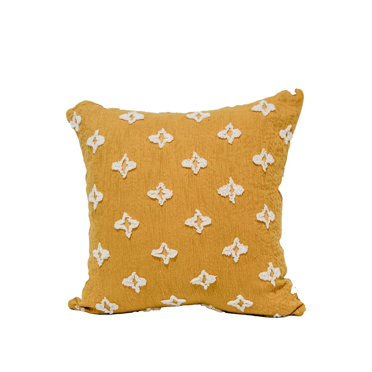 Daisy Mustard Yellow Tufted Motif Cushion