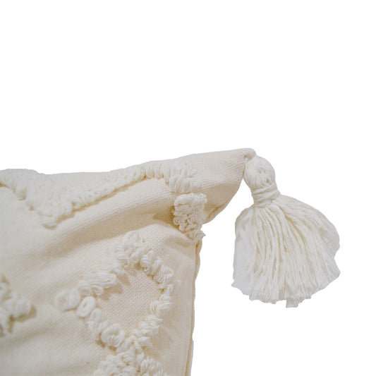 Olivia Rectangular White Tufted Cushion