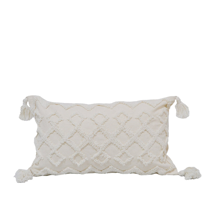 Olivia Rectangular White Tufted Cushion