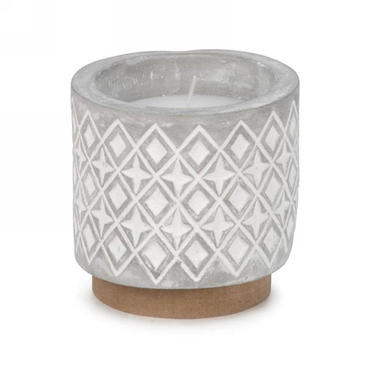Textured Cement Candle in Grey & White