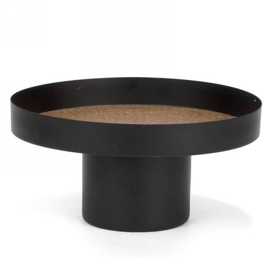 Black & Natural Metal Platter on Foot