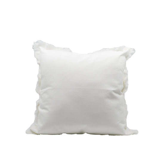 Octavia White Cushion with Fringe Trim
