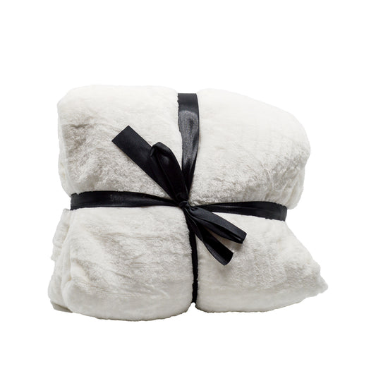 Paris Rib Knit Textured Throw - White